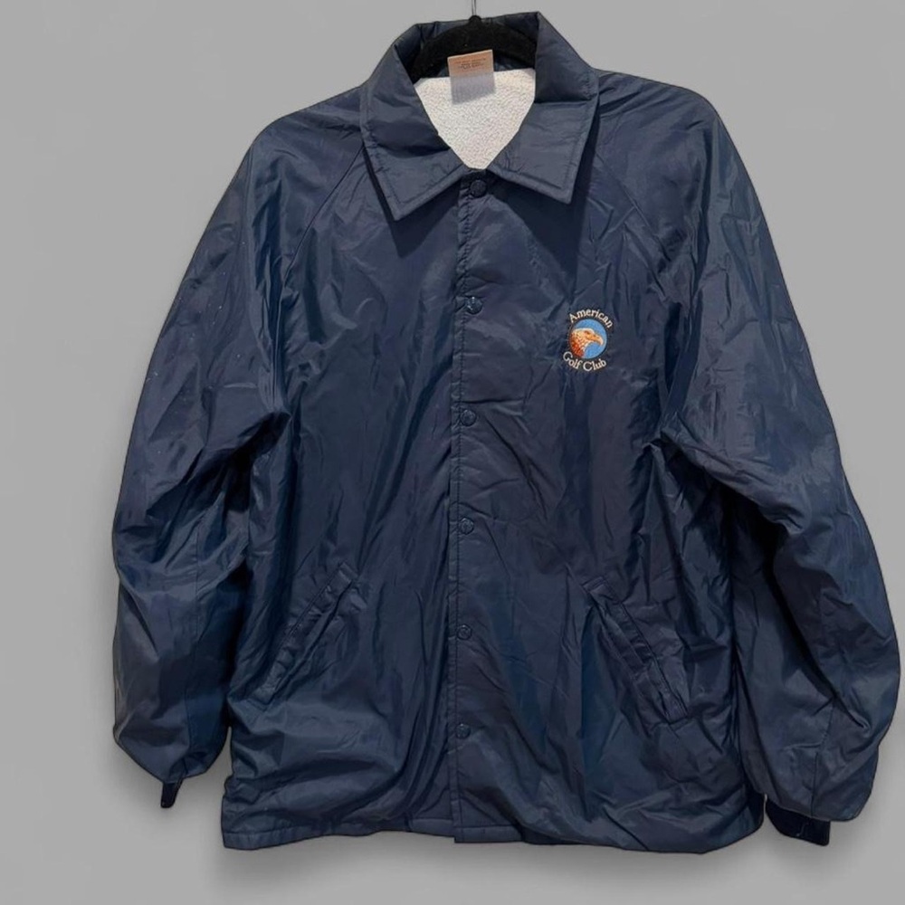 Vintage Birdie by Richard A. Leslie Navy Golf Club Snap Jacket USA Medium